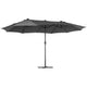 Double-Sided Sun Umbrella Canopy 4.6m Crank Shade with Cross Base, Grey