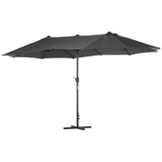 Double-Sided Sun Umbrella Canopy 4.6m Crank Shade with Cross Base, Grey