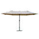 Double-Sided Sun Umbrella Canopy 4.6m Crank Shade with Cross Base, Khaki