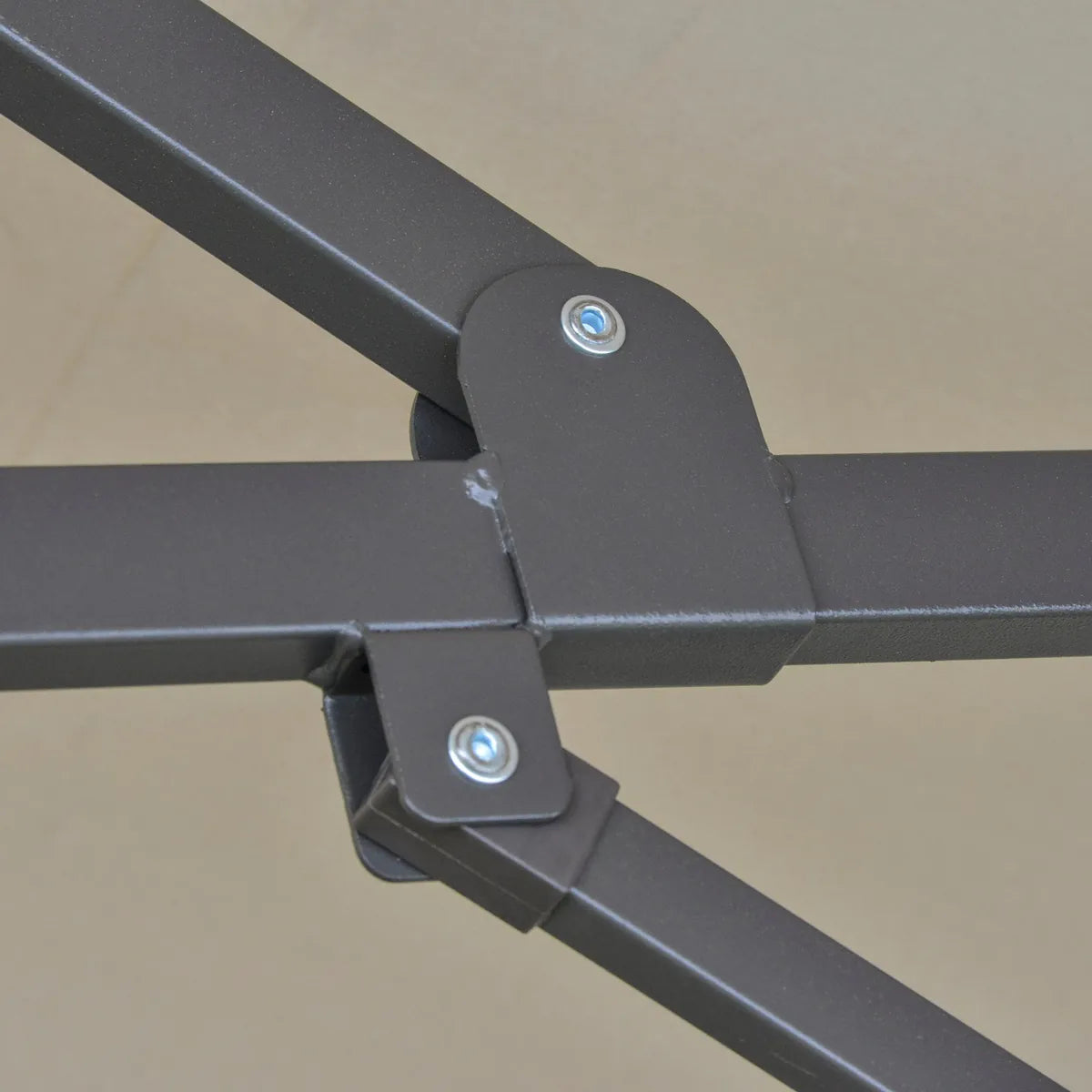 Double-Sided Sun Umbrella Canopy 4.6m Crank Shade with Cross Base, Khaki