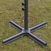 Double-Sided Sun Umbrella Canopy 4.6m Crank Shade with Cross Base, Khaki