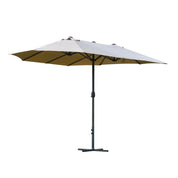 Double-Sided Sun Umbrella Canopy 4.6m Crank Shade with Cross Base, Khaki