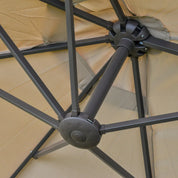 Double-Sided Sun Umbrella Canopy 4.6m Crank Shade with Cross Base, Khaki