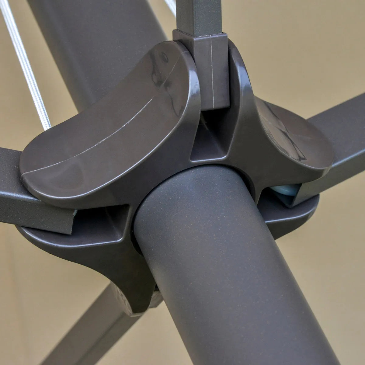 Double-Sided Sun Umbrella Canopy 4.6m Crank Shade with Cross Base, Khaki