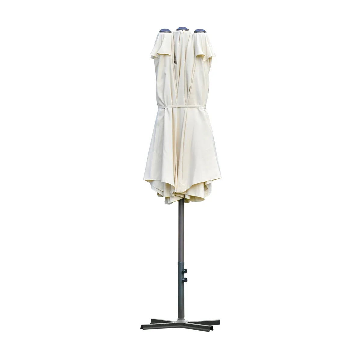 Double-Sided Sun Umbrella Canopy 4.6m Crank Shade with Cross Base, Off White
