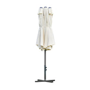 Double-Sided Sun Umbrella Canopy 4.6m Crank Shade with Cross Base, Off White