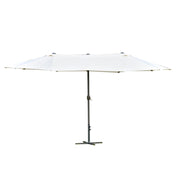 Double-Sided Sun Umbrella Canopy 4.6m Crank Shade with Cross Base, Off White