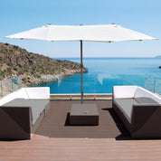 Double-Sided Sun Umbrella Canopy 4.6m Crank Shade with Cross Base, Off White