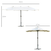 Double-Sided Sun Umbrella Canopy 4.6m Crank Shade with Cross Base, Off White