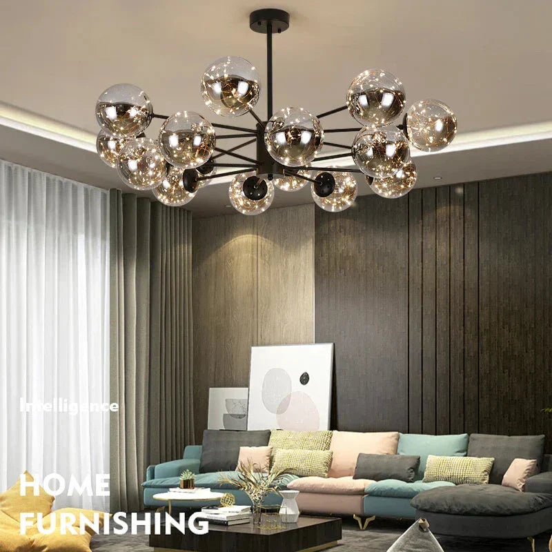 Chandelier Black Glass - GEODEX | Luxury Lighting