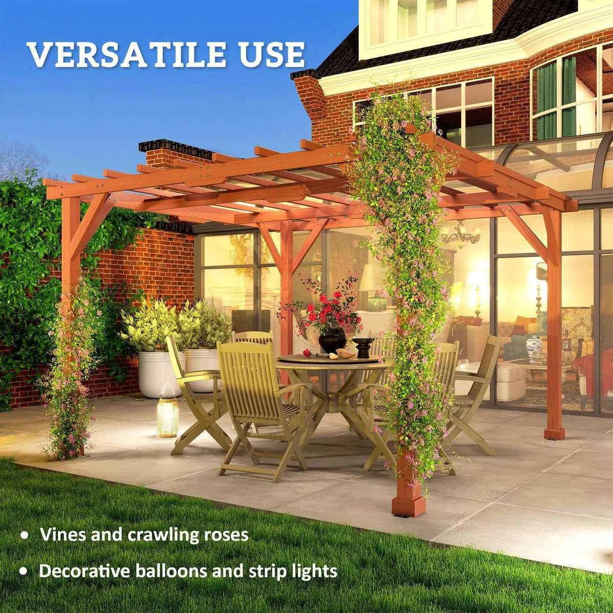 Octagonal Garden Gazebo, 8-Sided, 6.8×5 m, White Heavy Duty Metal Frame Outdoor Marquee Party & Wedding Canopy