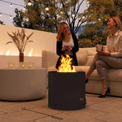 Fire Pit Wood-burning Metal with Fire Poker, Black