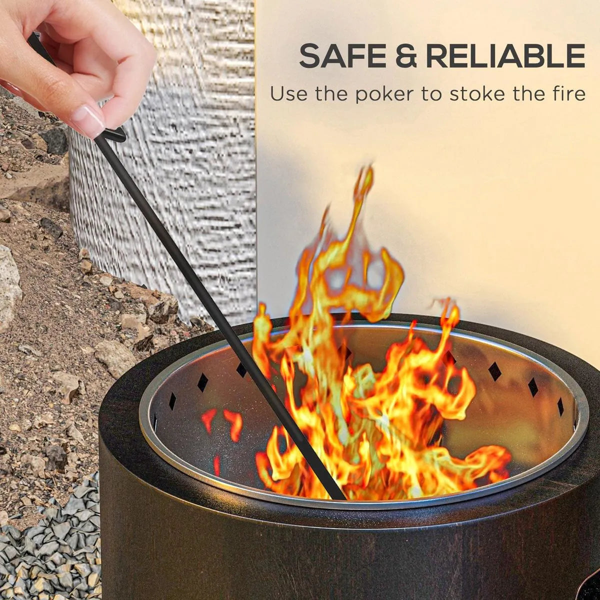 Smokeless Fire Pit Metal Wood-burning, Black