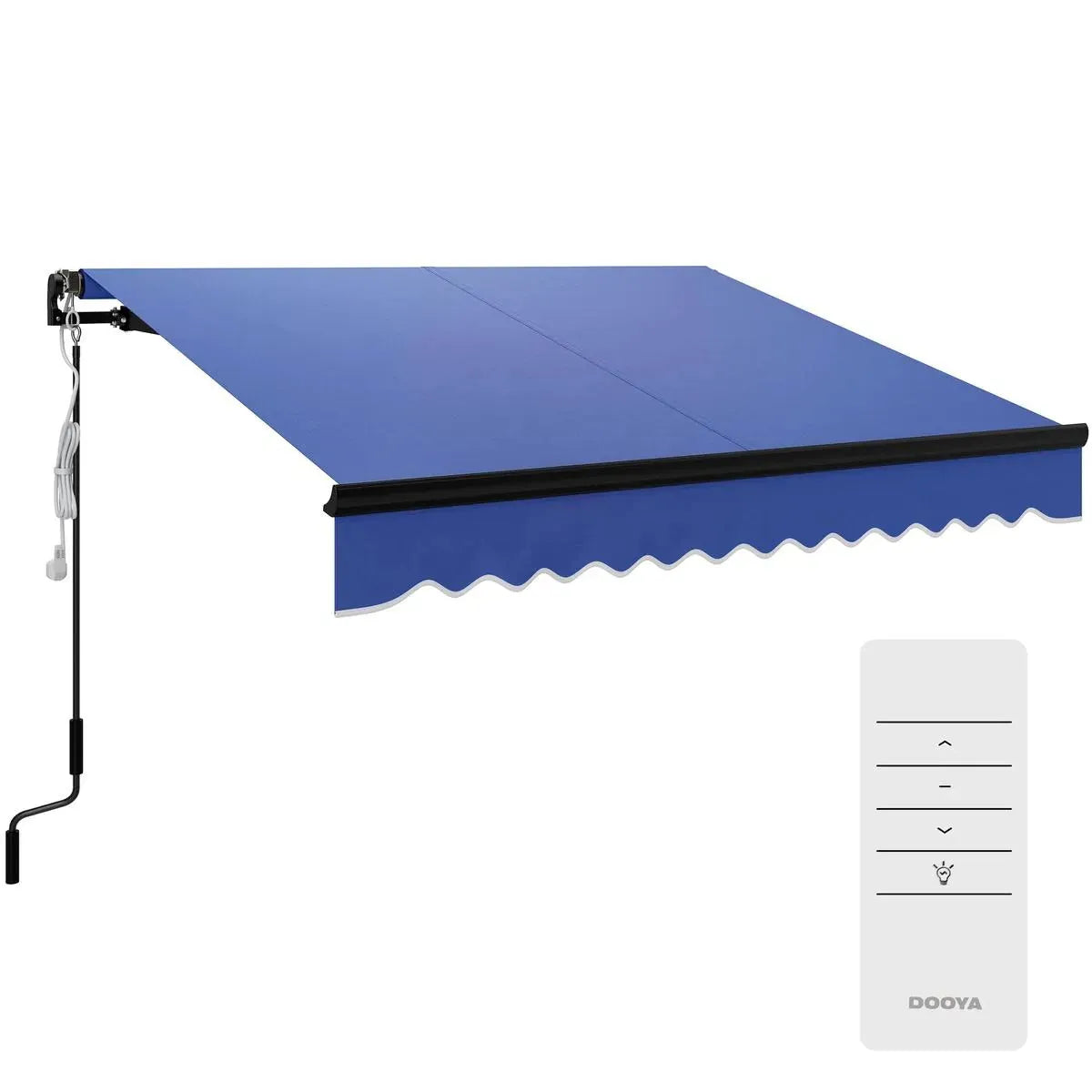Electric Awning 2.5x2m Blue with LED Light Remote Controller Aluminium Frame DIY Retractable UV50+ Sun Shade Canopy Garden Patio Deck Door Window
