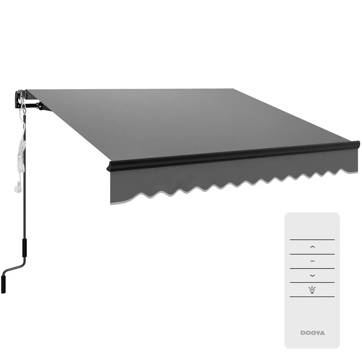 Electric Awning 2.5x2m Dark Grey with LED Light Remote Controller Aluminium Frame DIY Retractable UV50+ Sun Shade Canopy Garden Patio Deck Door Window
