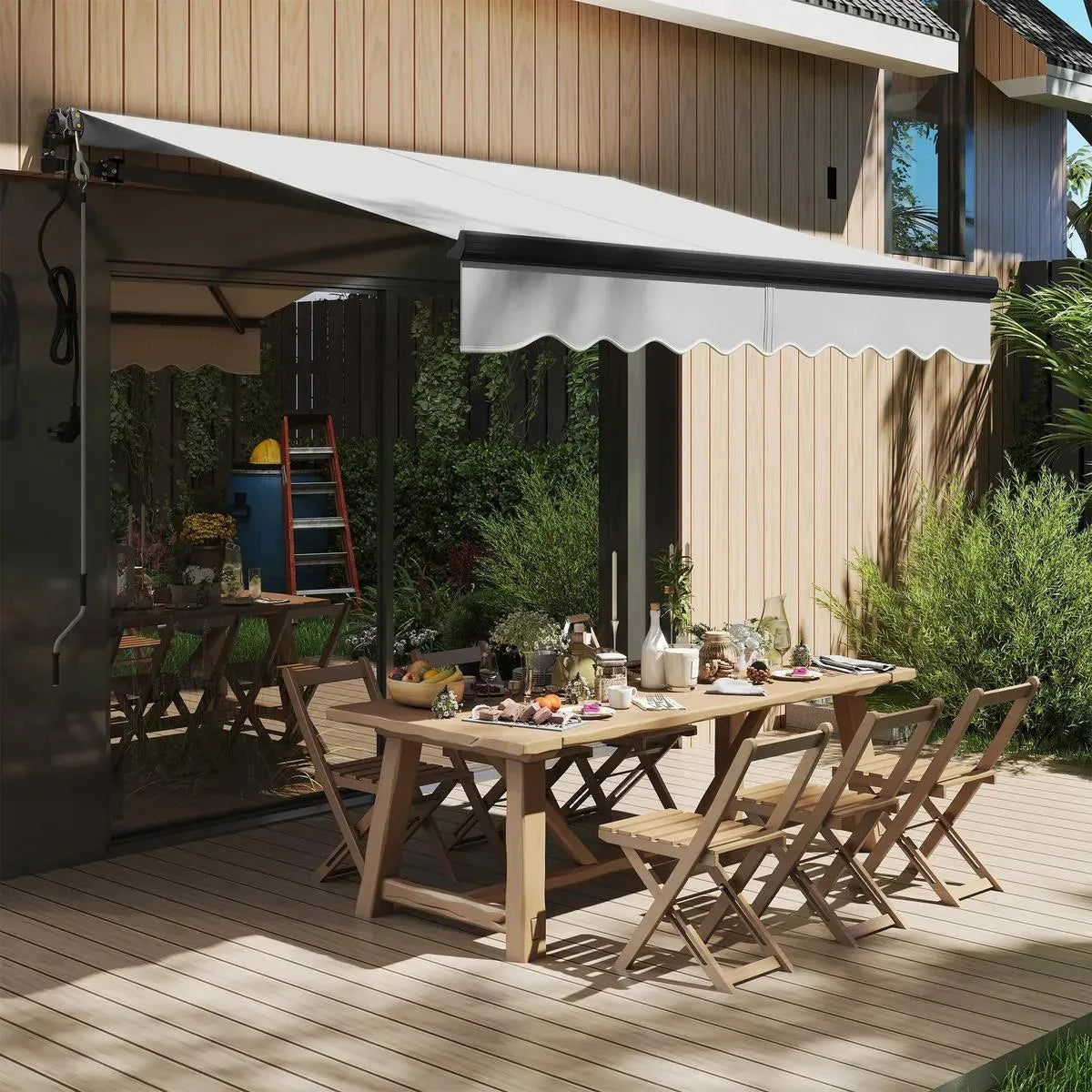 Electric Awning 2.5x2m Light Grey with Remote Controller Aluminium Frame DIY Retractable Awning UV30+ Sun Shade Canopy Garden Patio Deck Door Window