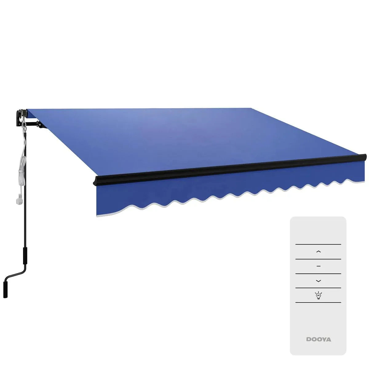Electric Awning 3x2.5m Blue with LED Light Remote Controller Aluminium Frame DIY Retractable UV50+ Sun Shade Canopy Garden Patio Deck Door Window