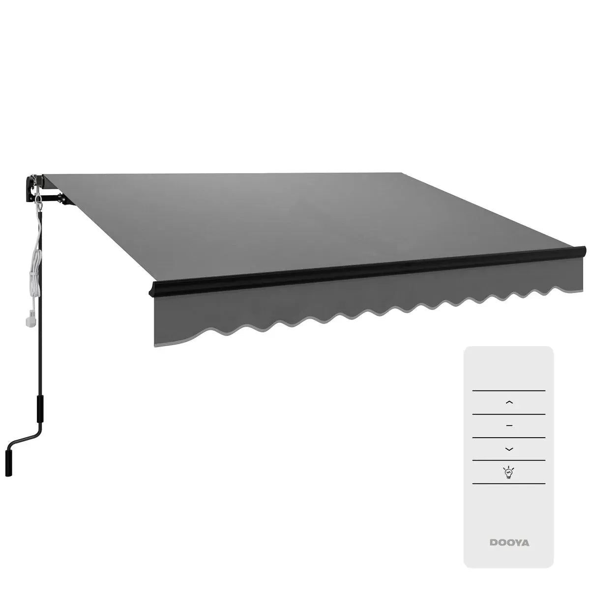 Electric Awning 3x2.5m Dark Grey with LED Light Remote Controller Aluminium Frame DIY Retractable UV50+ Sun Shade Canopy Garden Patio Deck Door Window