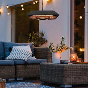 Electric Hanging Patio Heater 2000W Ceiling Mounted Halogen Heating Indoor Outdoor Remote Control Aluminium