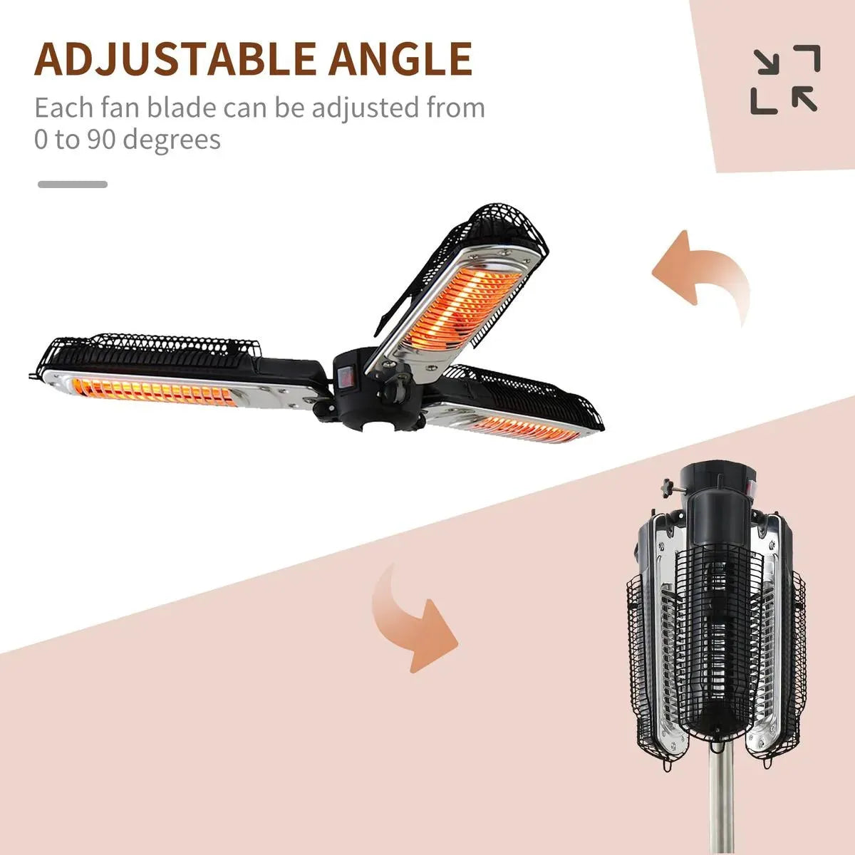 Electric Umbrella Parasol Mounted Infrared Heater 2000W for Patio Gazebo Outdoor Use