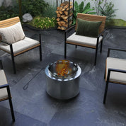 Smokeless Fire Pit Portable Wood Burning, 48.5cm, Silver Stainless Steel with Poker for Garden Camping Bonfire Party