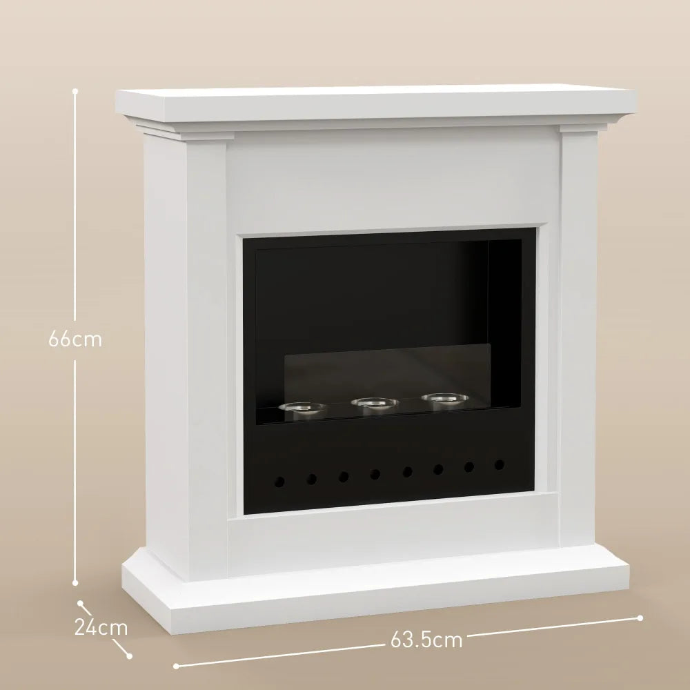 Ethanol Fireplace – White, 3 Burners | Warm Ambiance - Image 5