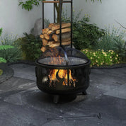 Fire Pit Steel BBQ with Poker, Black