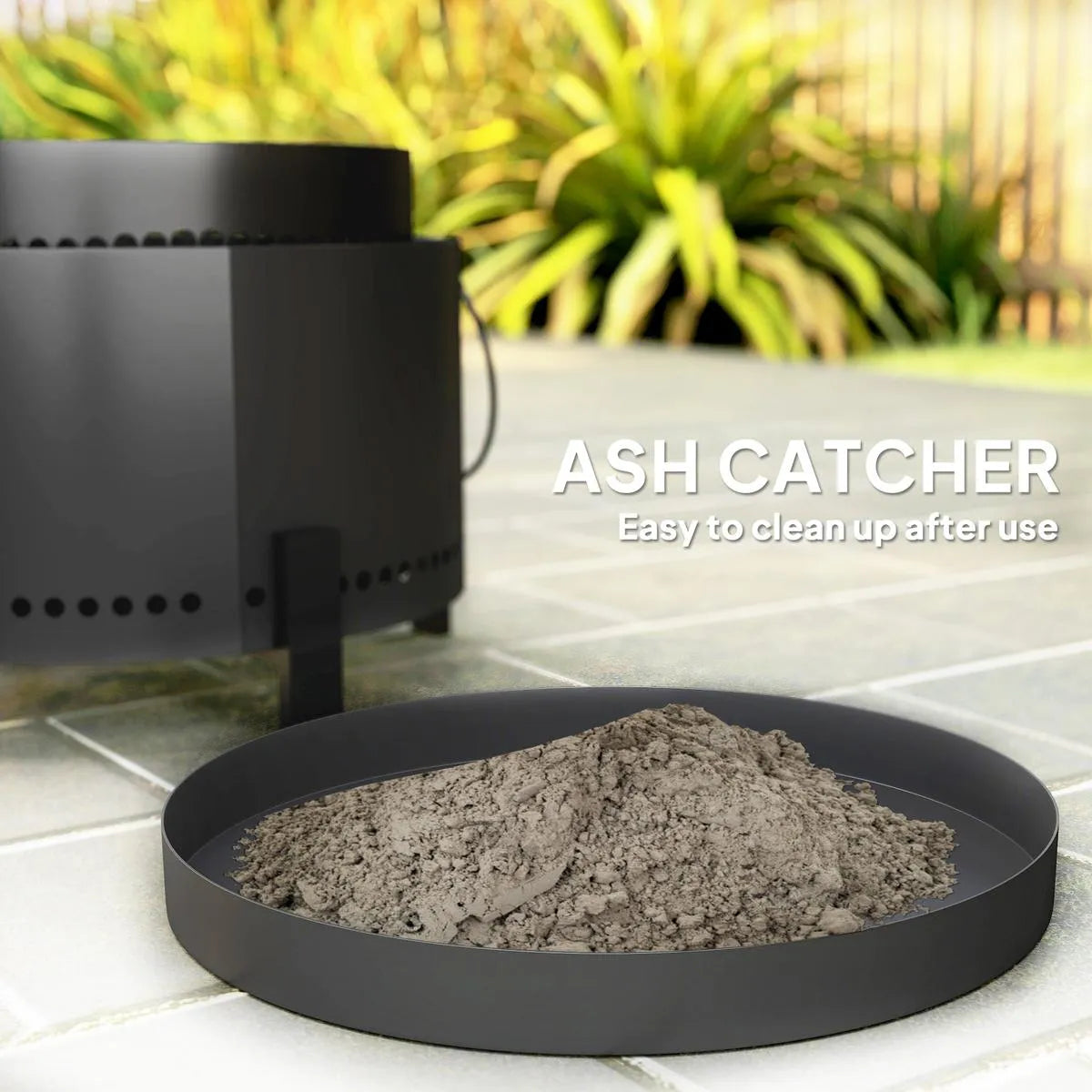 Smokeless Fire Pit Portable Wood Burning with Ash Catcher, 37cm, Dark Grey with Poker for Garden Camping Bonfire Party
