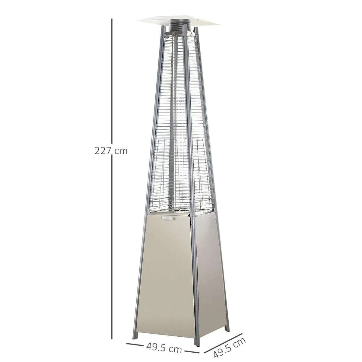 Stainless Steel Outdoor Garden Pyramid Patio Heater with Wheels Rain Cover, Silver