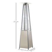 Stainless Steel Outdoor Garden Pyramid Patio Heater with Wheels Rain Cover, Silver
