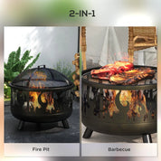 Fire Pit Steel BBQ with Poker, Black