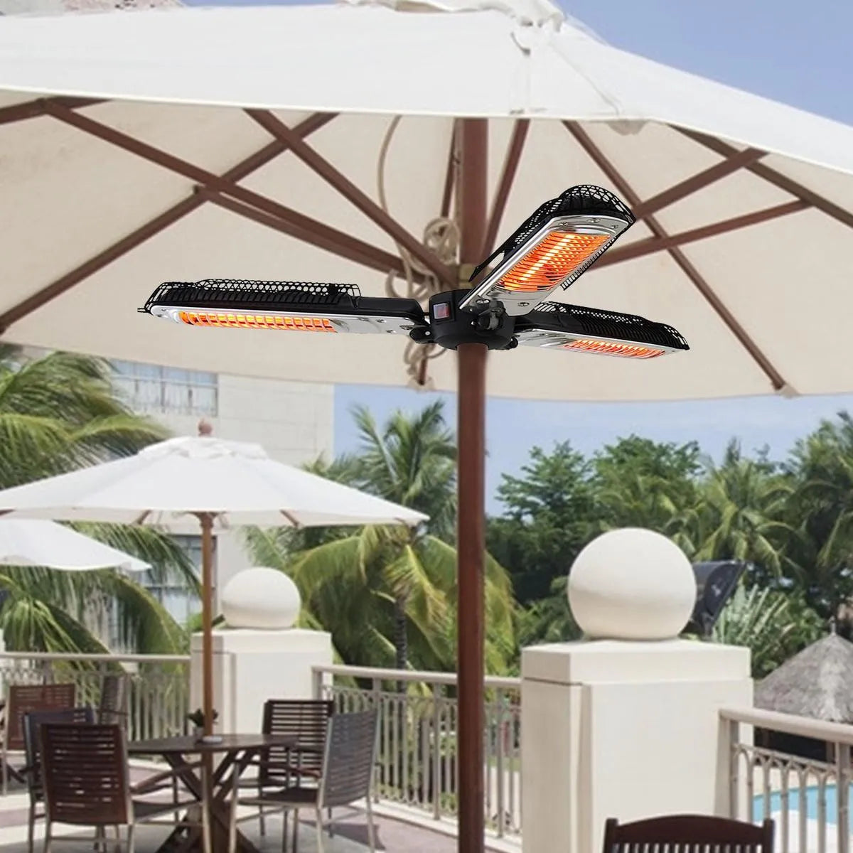 Electric Umbrella Parasol Mounted Infrared Heater 2000W for Patio Gazebo Outdoor Use