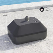 Fillable Garden Parasol Base Heavy Duty Stand Filled Up to 24kg with Stand or 20kg with Water for 38mm Poles, Black
