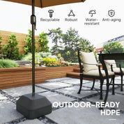 Fillable Garden Parasol Base Heavy Duty Stand Filled Up to 24kg with Stand or 20kg with Water for 38mm Poles, Black