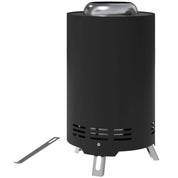 Fire Pit Portable Stainless Steel, 16×16cm, Black with Poker for Garden Camping Bonfire Party, Smokeless Wood- or Pellet-Fuelled Tabletop