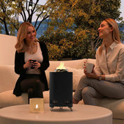Fire Pit Portable Stainless Steel, 16×16cm, Black with Poker for Garden Camping Bonfire Party, Smokeless Wood- or Pellet-Fuelled Tabletop
