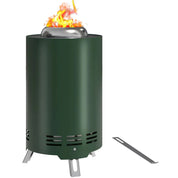 Fire Pit Portable Stainless Steel, 16×16cm, Green with Poker for Garden Camping Bonfire Party, Smokeless Wood- or Pellet-Fuelled Tabletop