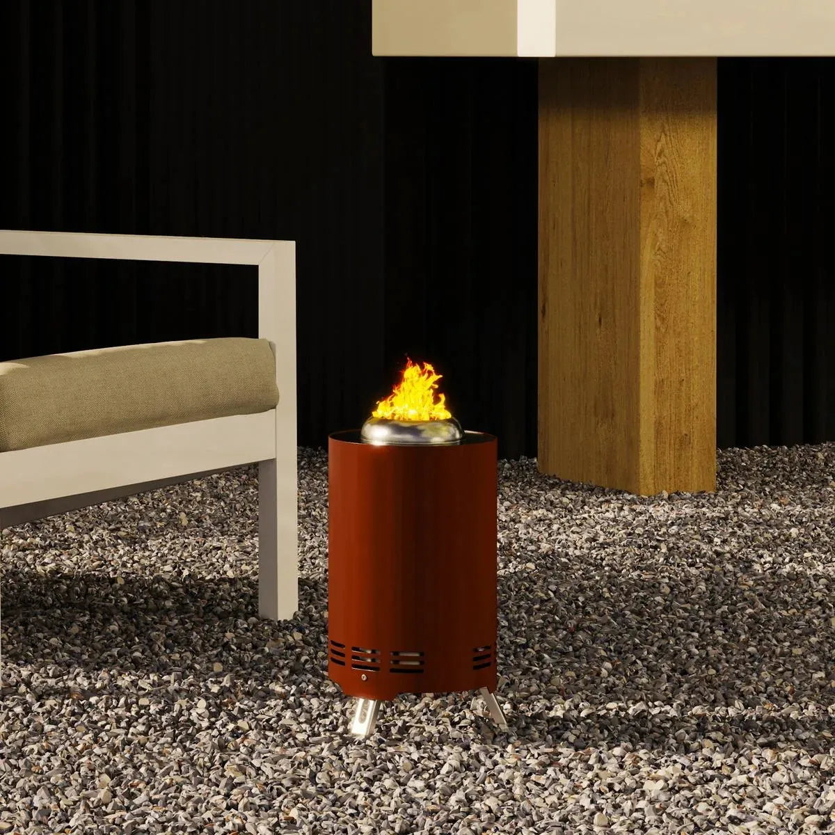 Fire Pit Portable Stainless Steel, 16×16cm, Red with Poker for Garden Camping Bonfire Party, Smokeless Wood- or Pellet-Fuelled Tabletop
