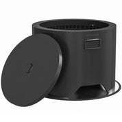 Fire Pit Round Outdoor with Lid and Fire Poker, Black