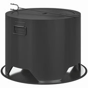 Fire Pit Round Outdoor with Lid and Fire Poker, Black