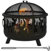 Fire Pit Steel BBQ with Poker, Black