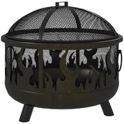 Fire Pit Steel BBQ with Poker, Black
