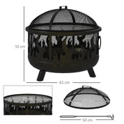 Fire Pit Steel BBQ with Poker, Black