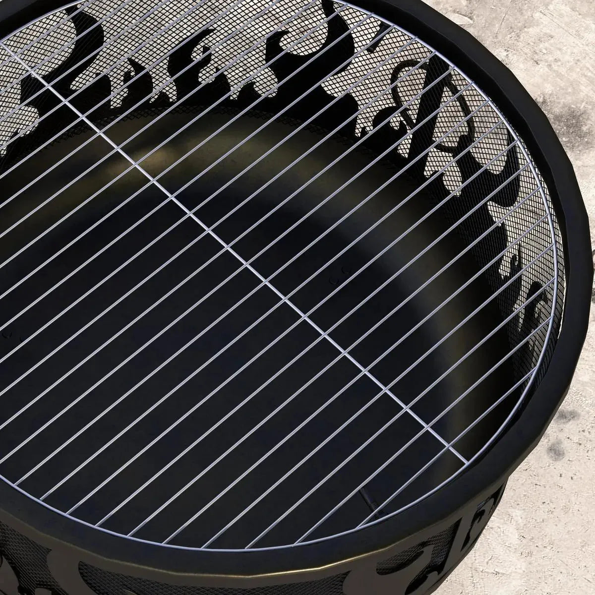 Fire Pit Steel BBQ with Poker, Black