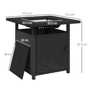 Fire Pit Table, 50,000 BTU, 72.5×72.5cm, Black with Cover