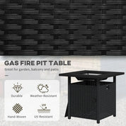Fire Pit Table, 50,000 BTU, 72.5×72.5cm, Black with Cover