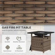 Fire Pit Table, 50,000 BTU, 72.5×72.5cm, Brown with Cover