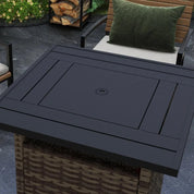 Fire Pit Table, 50,000 BTU, 72.5×72.5cm, Brown with Cover