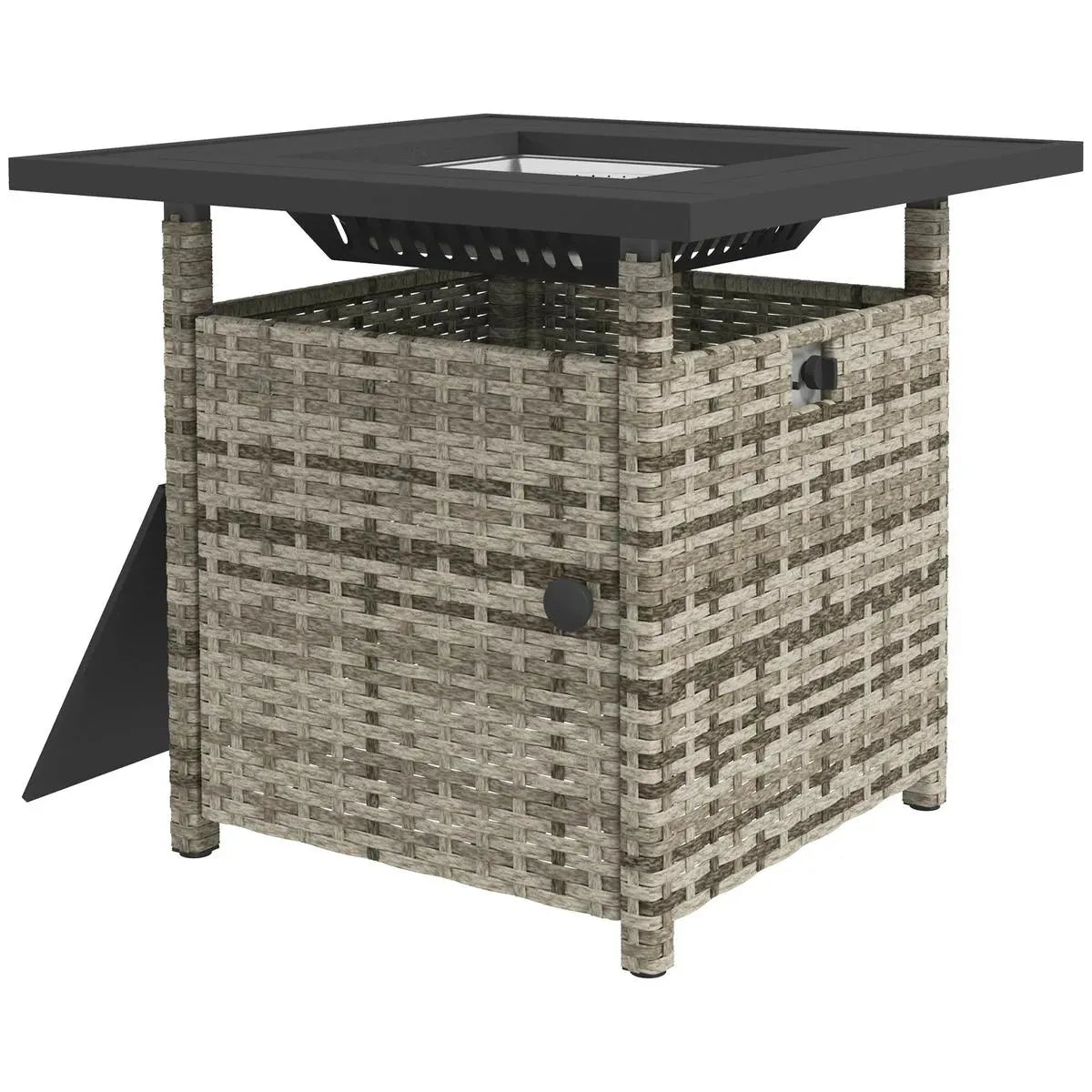 Fire Pit Table, 50,000 BTU, 72.5×72.5cm, Grey with Cover