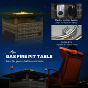 Fire Pit Table, 50,000 BTU, 72.5×72.5cm, Grey with Cover